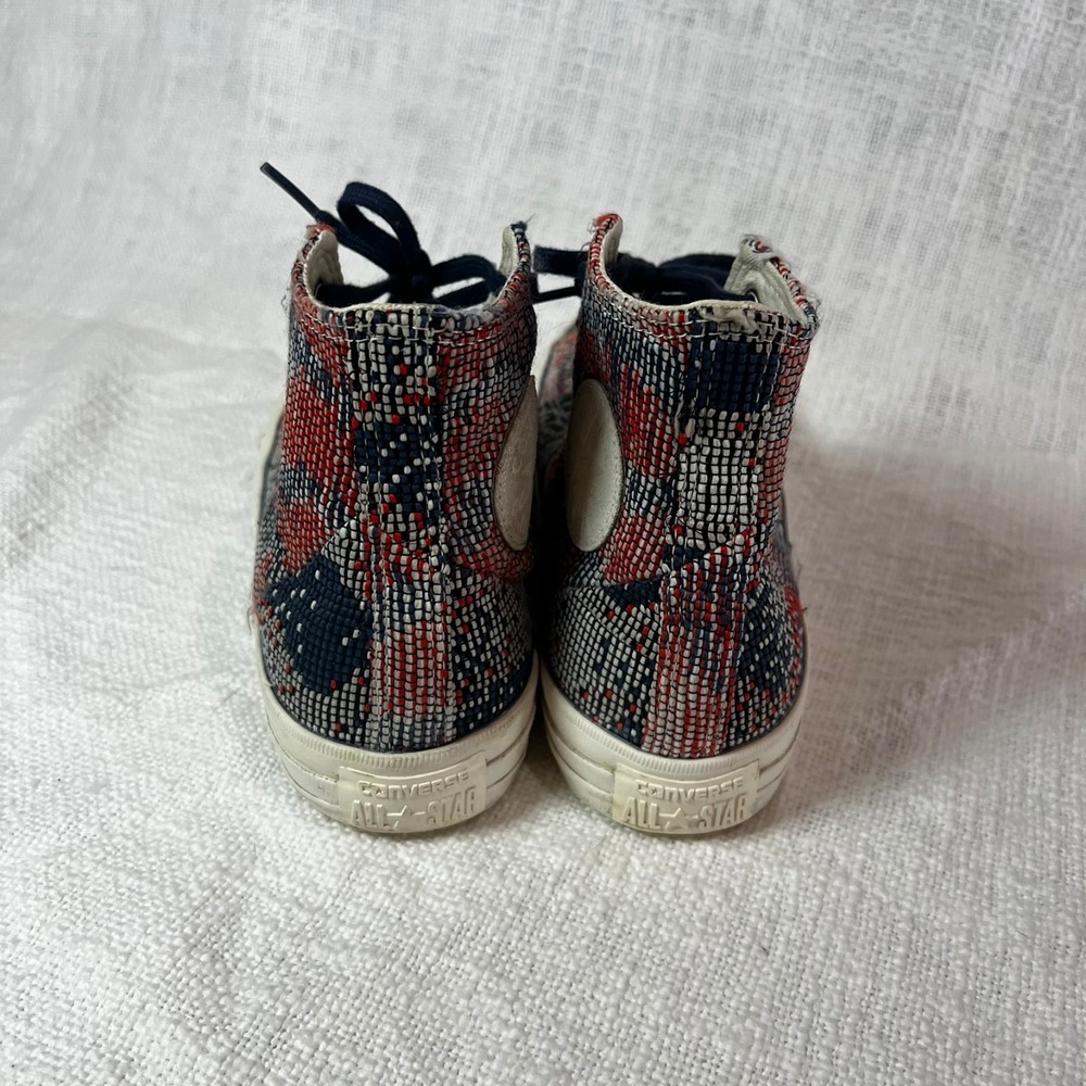 Converse Shoes Women Size 8.5 Hi Top Multi Panel Sneaker Red White Blue Gradient - Picture 3 of 6